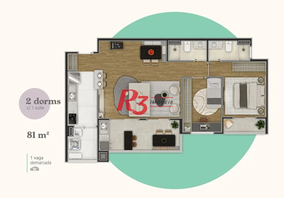 Apartamento à venda, 81 m² por R$ 741.796,74 - Centro - São Vicente/SP
