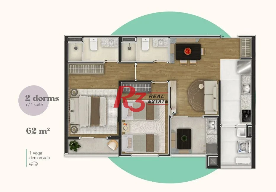 Apartamento à venda, 61 m² por R$ 661.677,66 - Centro - São Vicente/SP