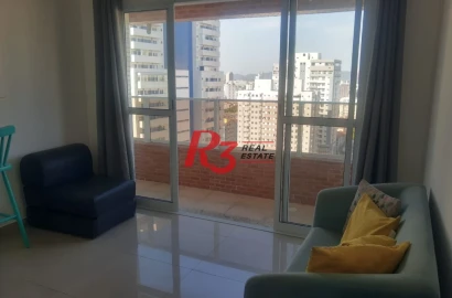 Apartamento com 1 dormitório para alugar, 48 m² por R$ 3.800,02/mês - Boqueirão - Santos/SP