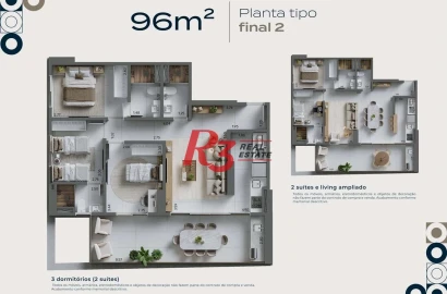 Apartamento com 3 dormitórios à venda, 96 m² por R$ 1.263.548,00 - Ponta da Praia - Santos/SP