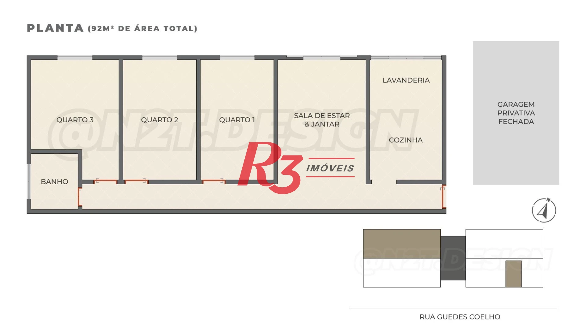 Apartamento à venda, 92 m² por R$ 456.000,00 - Encruzilhada - Santos/SP