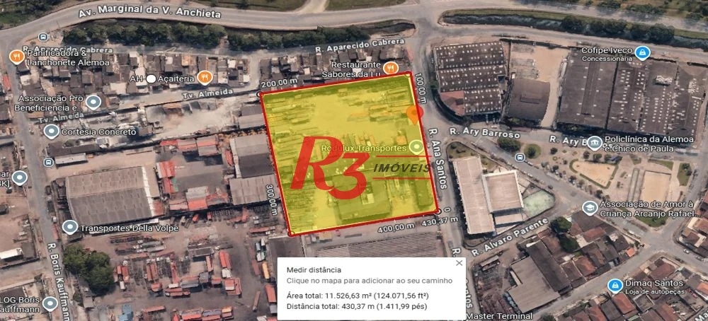 Terreno à venda, 11116 m² por R$ 79.000.000,00 - Chico de Paula - Santos/SP