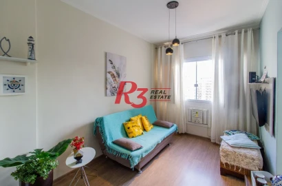 Apartamento com 1 dormitório para alugar, 40 m² por R$ 4.200,00/mês - Gonzaga - Santos/SP