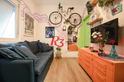 Kitnet com 1 dormitório mobiliada , 27 m² por R$ 295.000 - Embaré - Santos/SP