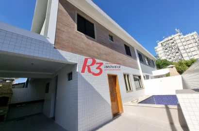 Sobrado de esquina novo com 3 suítes, churrasqueira e  e piscina  à venda, 140 m² na Vila Belmiro, oportunidade!!