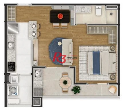Apartamento novo, com 1 quarto, à venda, 48 m²  1 vaga - Centro - São Vicente/SP