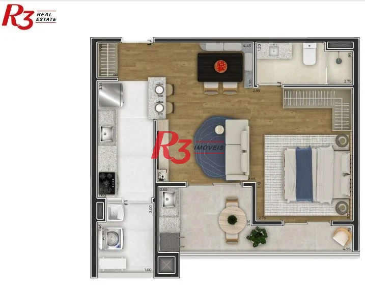 Apartamento novo, com 1 quarto, à venda, 48 m²  1 vaga - Centro - São Vicente/SP