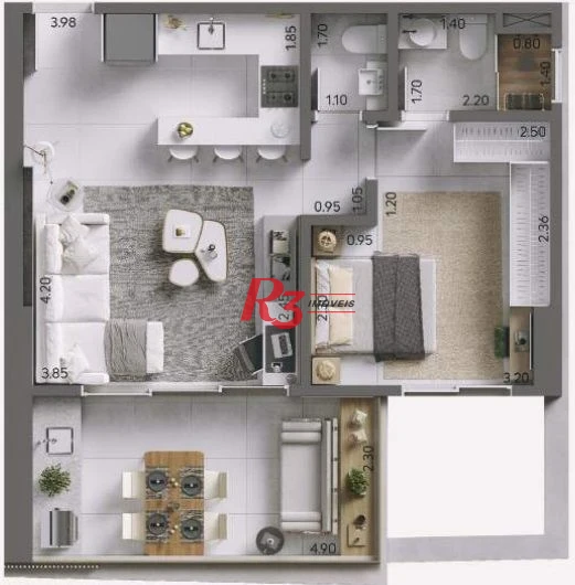 Apartamento com 1 dormitório à venda, 58 m² por R$ 715.000,00 - Ponta da Praia - Santos/SP