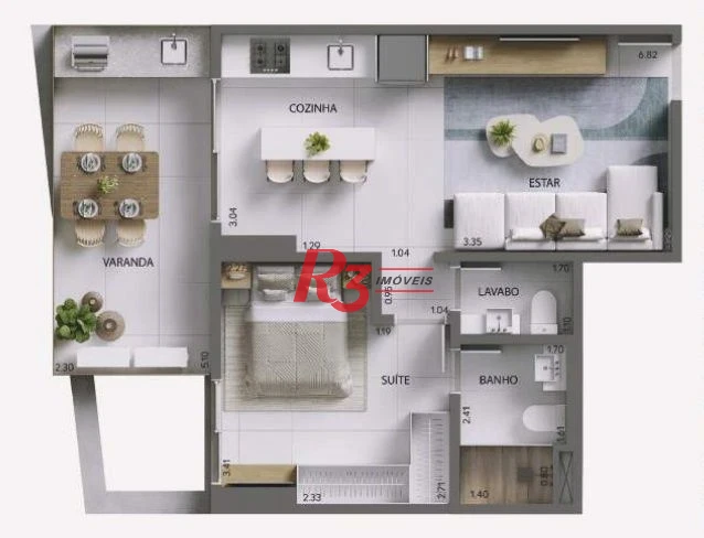 Apartamento com 1 dormitório à venda, 73 m² por R$ 936.000,00 - Ponta da Praia - Santos/SP