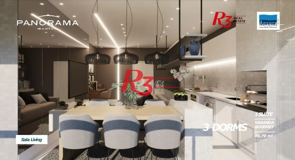 Apartamento com 3 dormitórios à venda, 89 m² por R$ 1.116.000,00 - Encruzilhada - Santos/SP