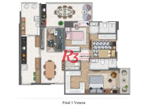 Apartamento com 3 dormitórios à venda, 99 m² por R$ 2.100.000,00 - Gonzaga - Santos/SP