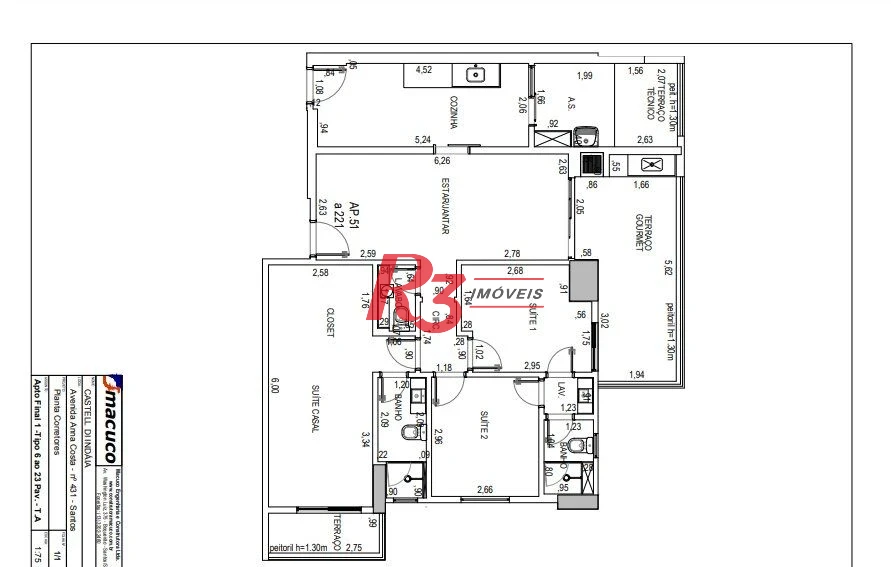 Apartamento com 3 dormitórios à venda, 99 m² por R$ 2.100.000,00 - Gonzaga - Santos/SP