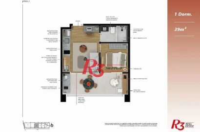 Studio à venda, 39 m² por R$ 625.000,00 - Boqueirão - Santos/SP