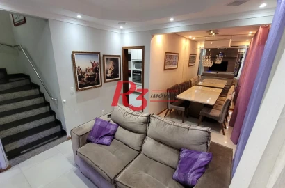 Sobrado com 4 dormitórios para alugar, 151 m² por R$ 10.901,00/mês - Pompéia - Santos/SP