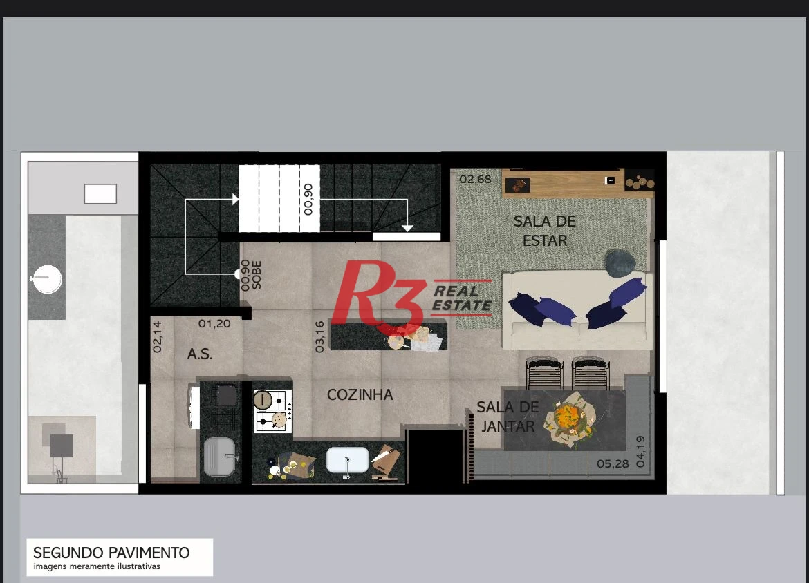 Village com 2 dormitórios à venda, 90 m² por R$ 580.000,00 - Marapé - Santos/SP