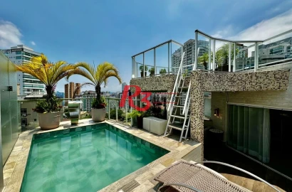 Cobertura com 2  suítes, piscina, lounge e mirante vista mar  à venda, 289 m² por R$ 1.985.000 - Ponta da Praia - Santos/SP