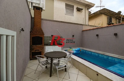 Casa com 3 dormitórios c 3 suites, Piscina  à venda, 141 m² por R$ 1.340.000 - Marapé - Santos/SP