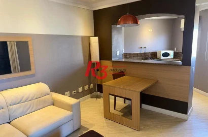 Flat 1 dormitório, sala e varanda  à venda, 44 m² por R$ 428.000 - Gonzaga - Santos/SP