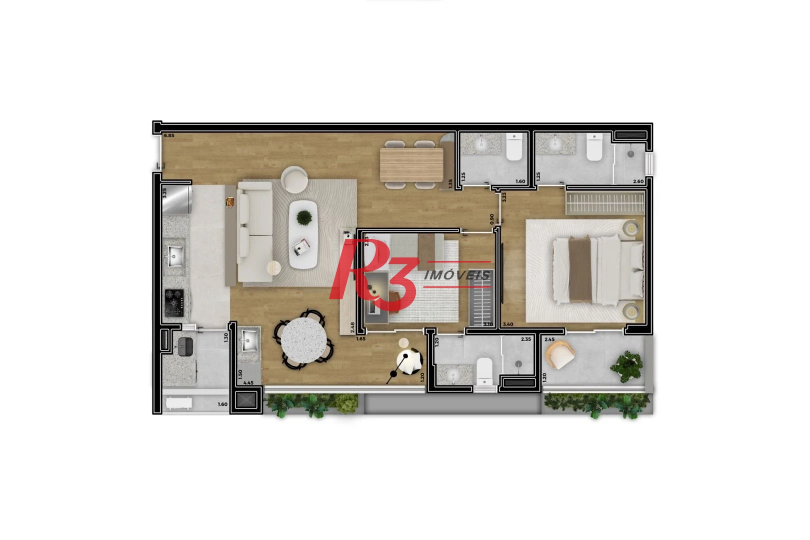 Apartamento com 2 suítes à venda, 73 m² por R$ 1.360.000 - Boqueirão - Santos/SP
