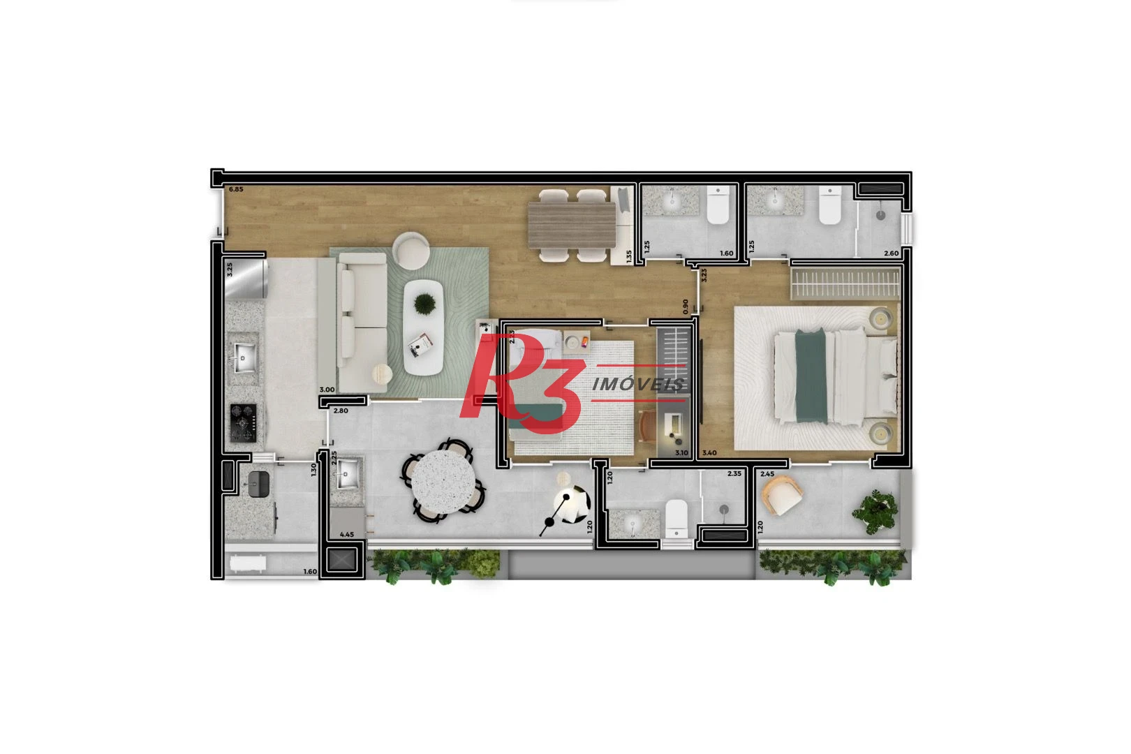 Apartamento com 2 suítes à venda, 73 m² por R$ 1.360.000 - Boqueirão - Santos/SP