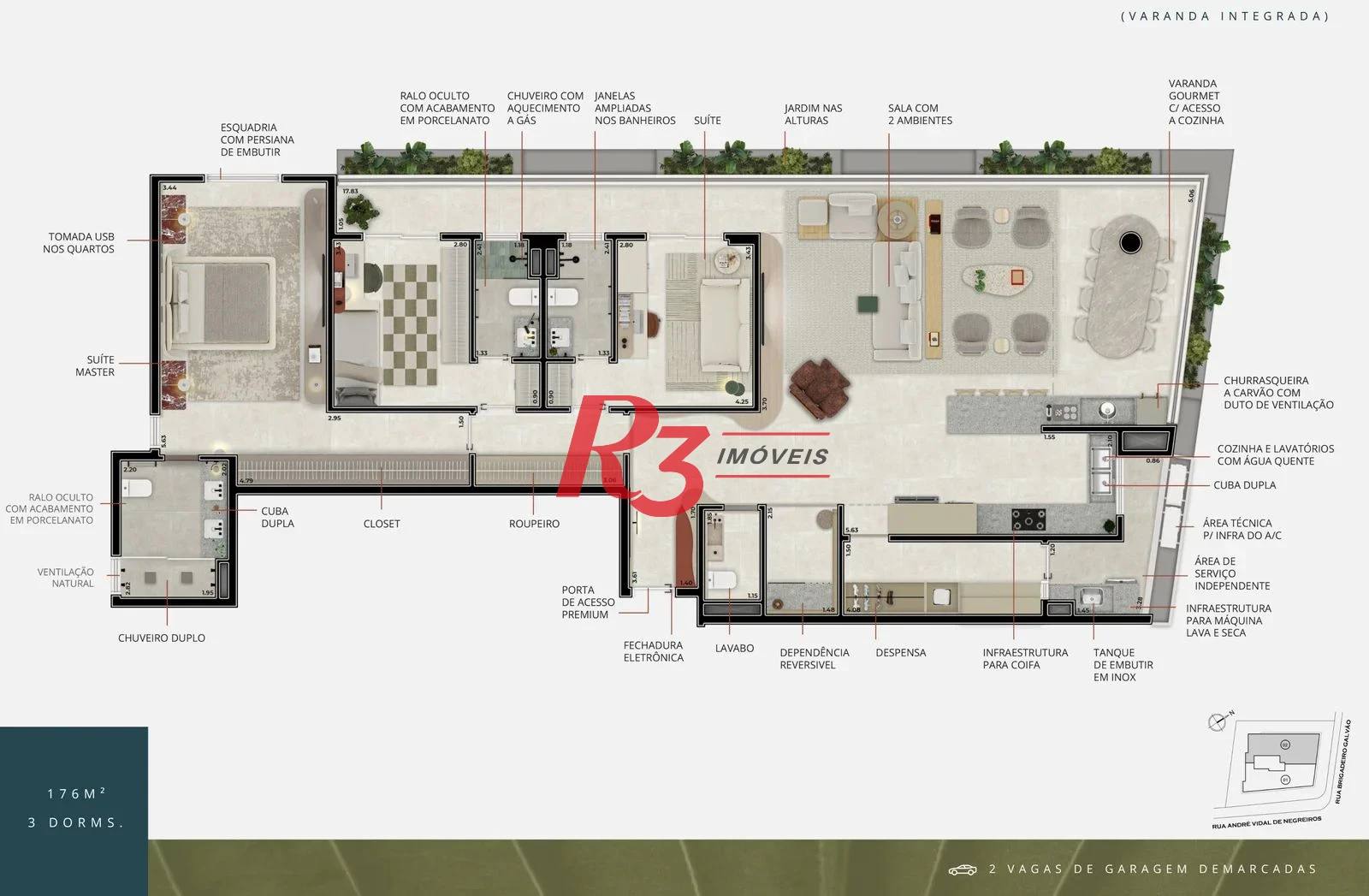 Apartamento à venda, 175 m² por R$ 2.573.250,46 - Ponta da Praia - Santos/SP