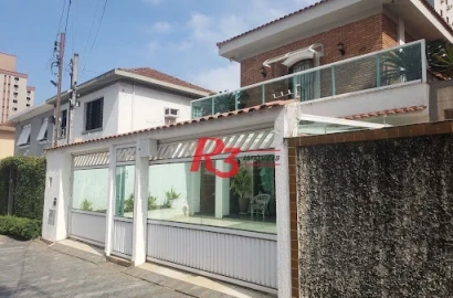 Sobrado, 380 m² - venda por R$ 3.000.000,00 ou aluguel por R$ 20.860,00/mês - Embaré - Santos/SP