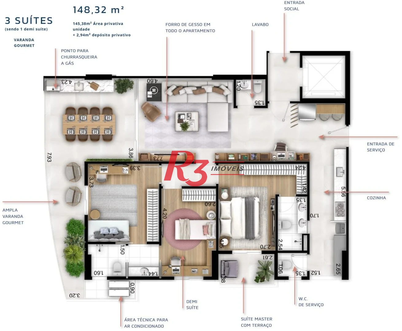 Apartamento à venda, 148 m² por R$ 1.770.792,49 - Boqueirão - Santos/SP