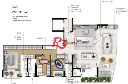Apartamento à venda, 178 m² por R$ 2.328.822,84 - Boqueirão - Santos/SP
