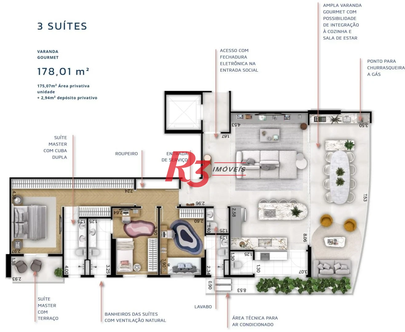 Apartamento à venda, 178 m² por R$ 2.328.822,84 - Boqueirão - Santos/SP