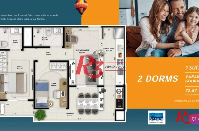 Apartamento Panorâma Santos - 72,87m² - 645 mil