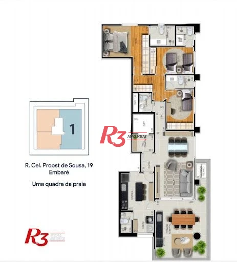 Apartamento BALI com 3 dormitórios à venda, 158 m² por R$ 2.030.000 - Embaré - Santos/SP