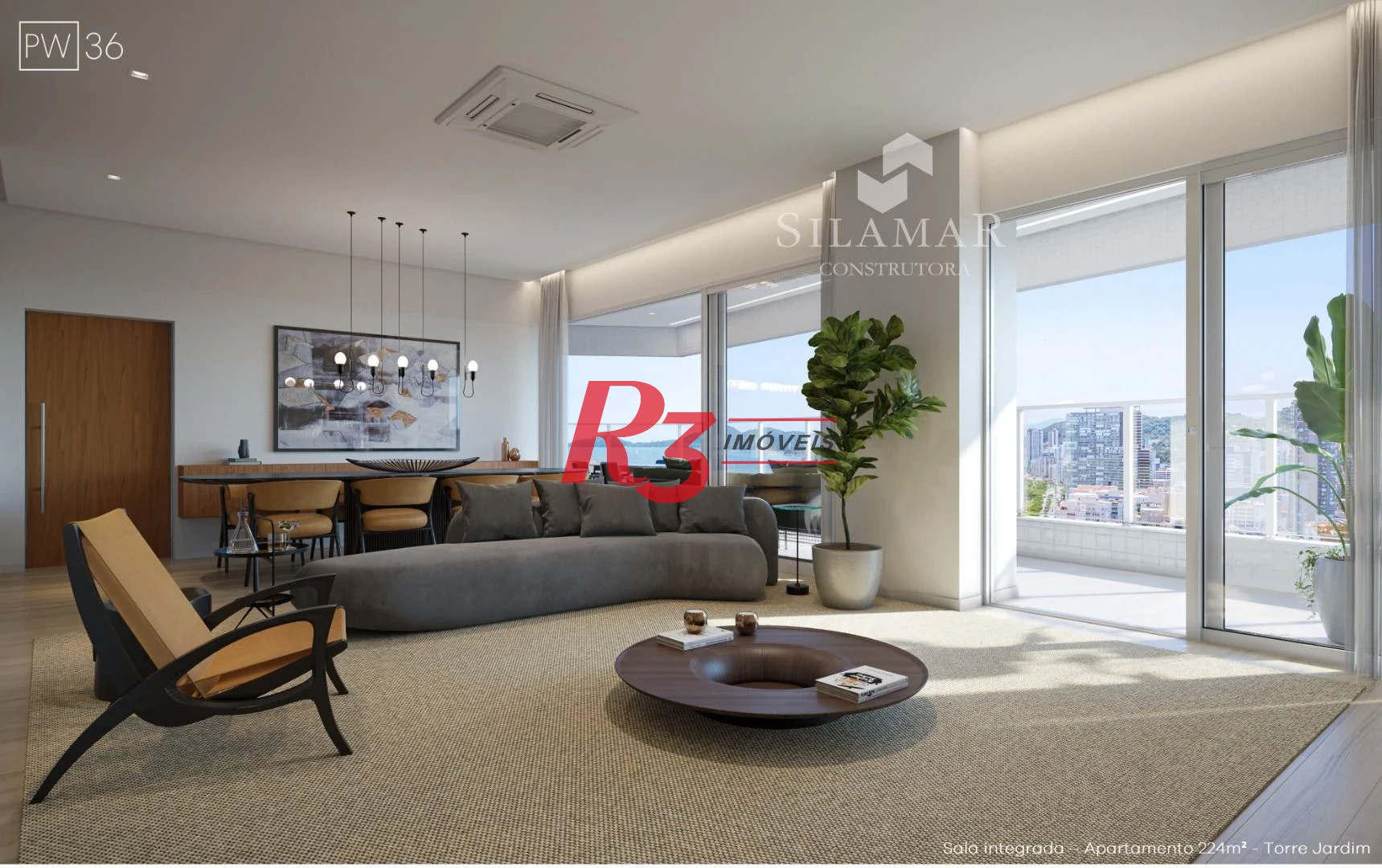 Apartamento com 3 suítes de frente para a praia no Gonzaga à venda, 224 m² por R$ 4.340.000  - Santos/SP