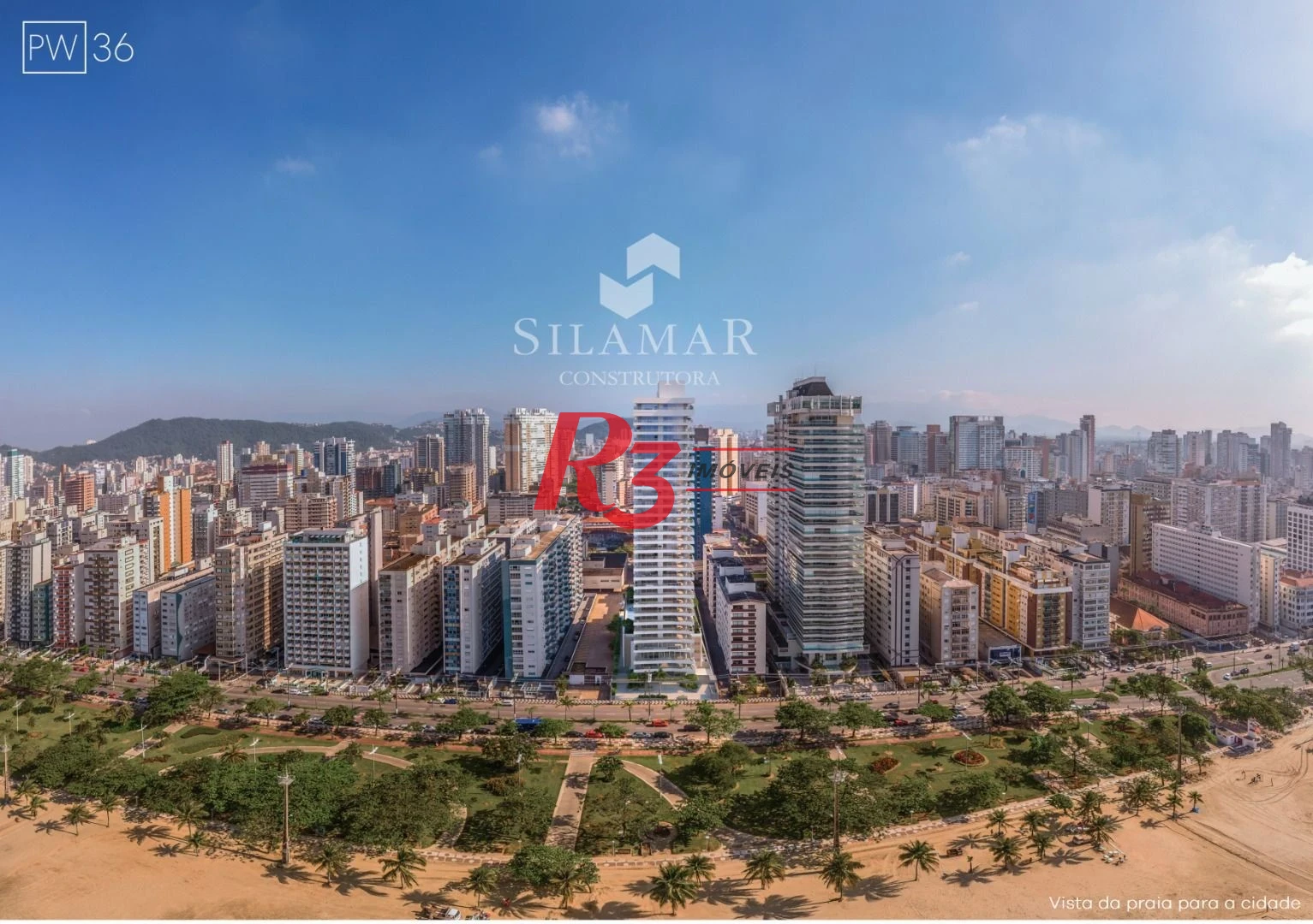 Apartamento com 3 suítes de frente para a praia do Gonzaga à venda, 224 m² por R$ 3.570.000 - Santos/SP