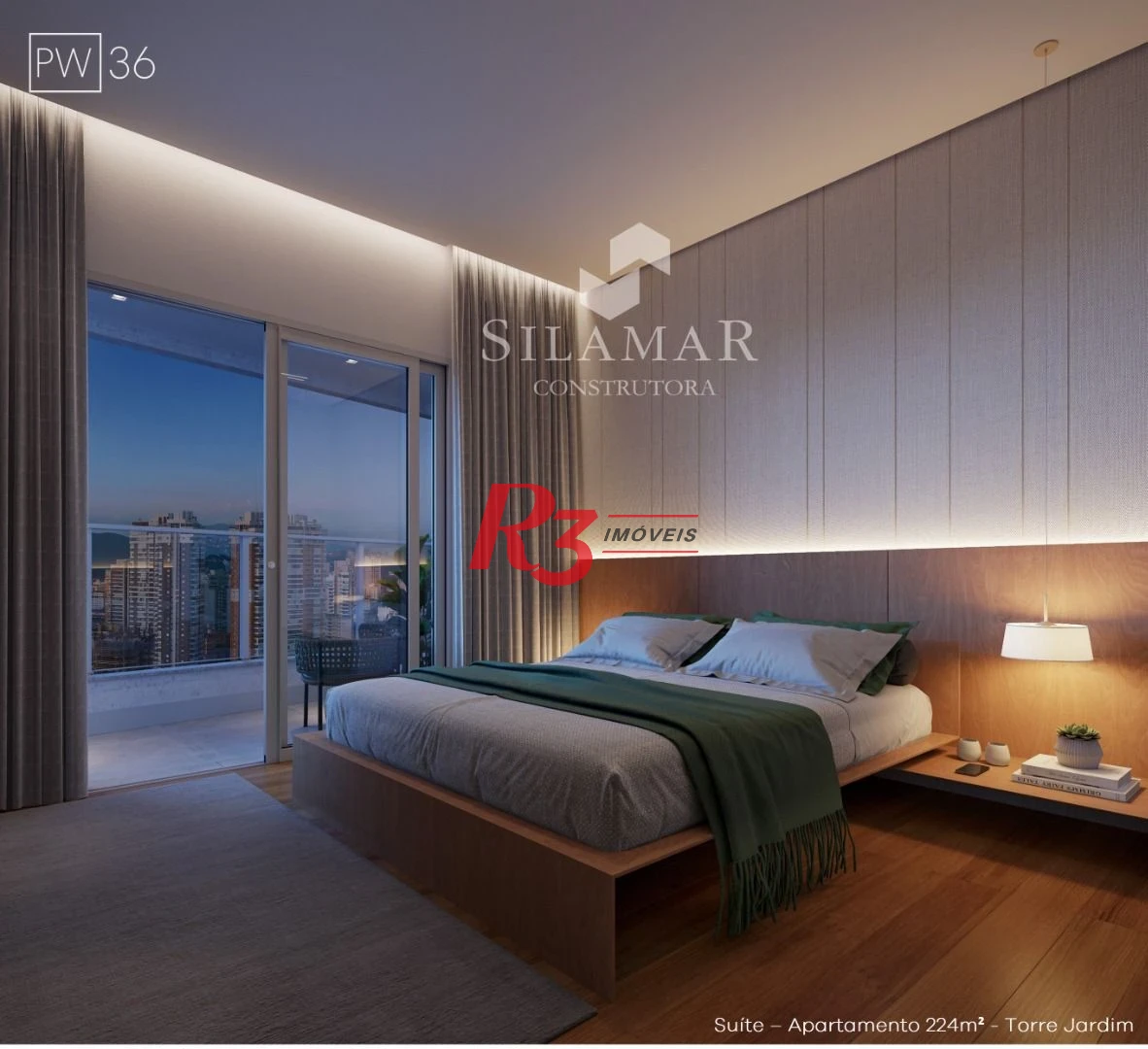Apartamento com 3 suítes de frente para a praia do Gonzaga à venda, 224 m² por R$ 3.570.000 - Santos/SP