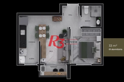 Apartamento com 1 dormitório à venda, 33 m² por R$ 290.000 - Macuco - Santos/SP