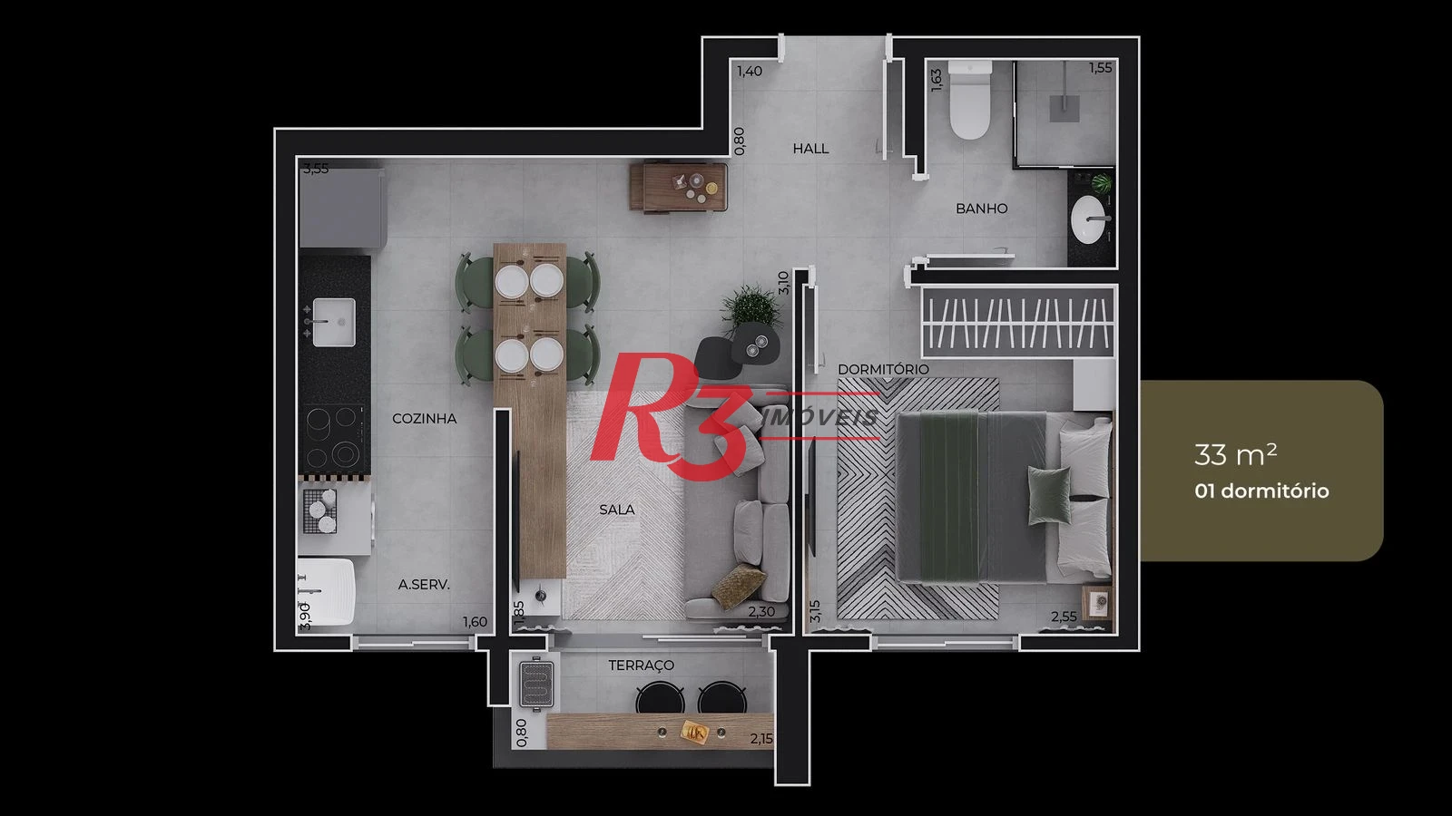 Apartamento com 1 dormitório à venda, 33 m² por R$ 290.000 - Macuco - Santos/SP
