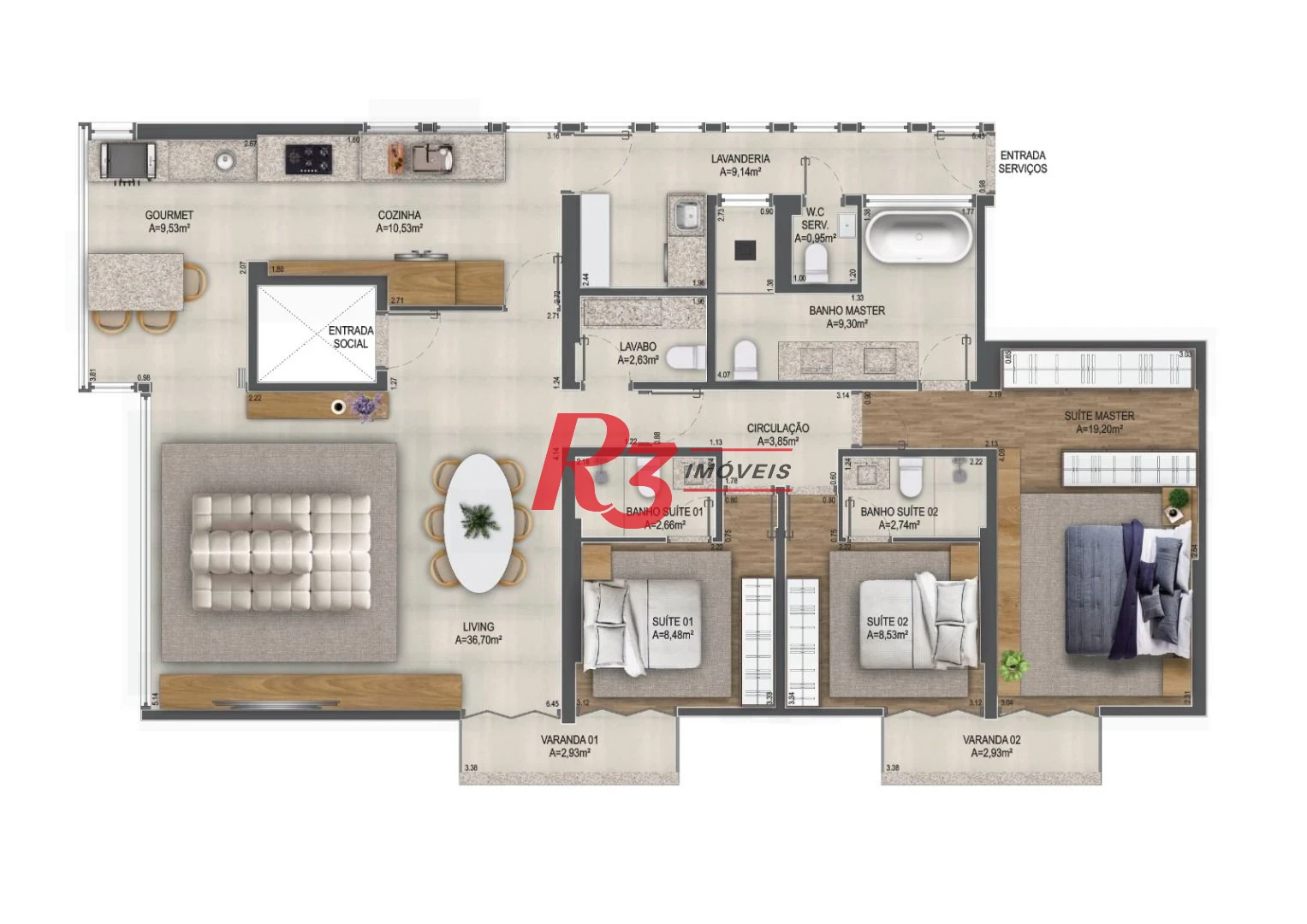 Apartamento RETROFIT com 3 SUITES  venda, 160 m² por R$ 2.450.000 - Gonzaga - Santos/SP