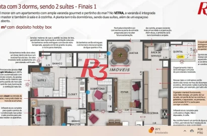 Apartamento com 3 dormitórios à venda, 124 m² por R$ 1.838.000,00 - Gonzaga - Santos/SP