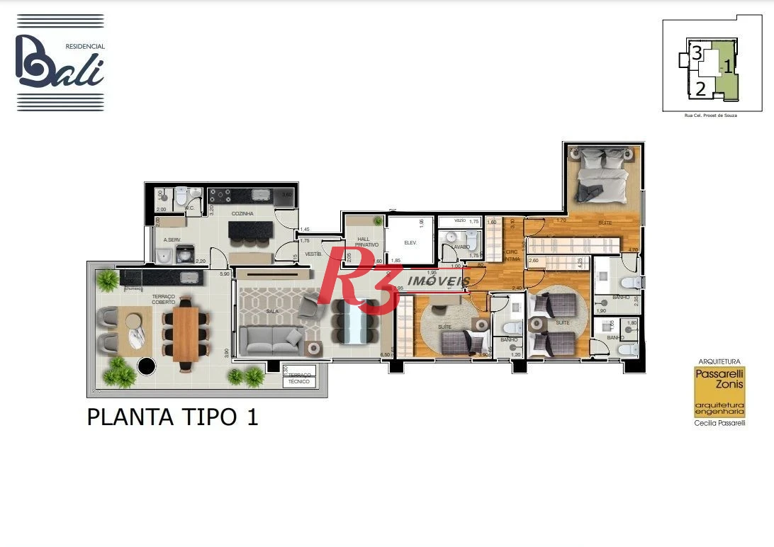 Apartamento com 3 suítes à venda, 158 m² por R$ 2.366.889 - Embaré - Santos/SP