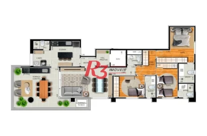 Apartamento com 3 dormitórios à venda, 158 m² por R$ 2.187.246 - Embaré - Santos/SP