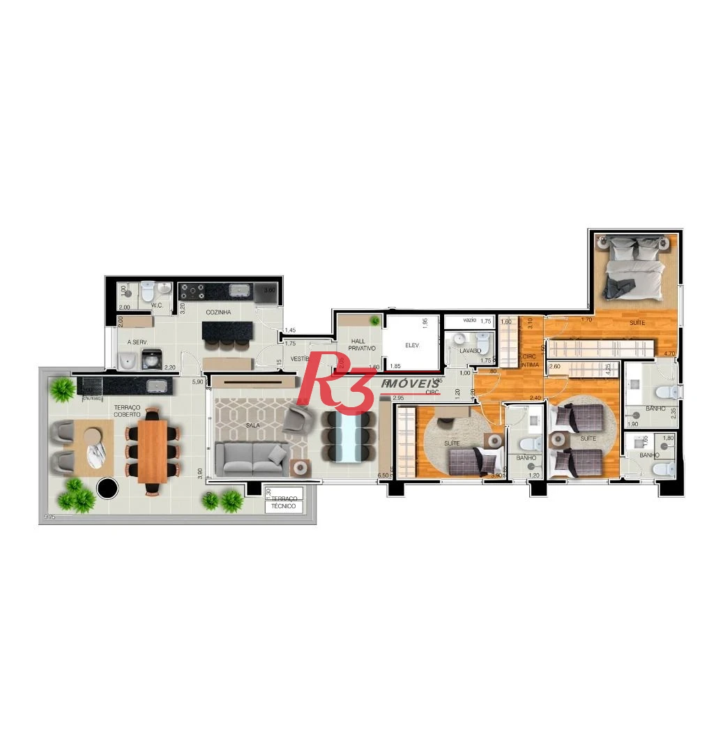 Apartamento com 3 dormitórios à venda, 158 m² por R$ 2.238.363,50 - Embaré - Santos/SP
