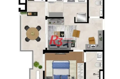 Apartamento com 1 dormitório à venda, 54 m² por R$ 835. - Boqueirão - Santos/SP