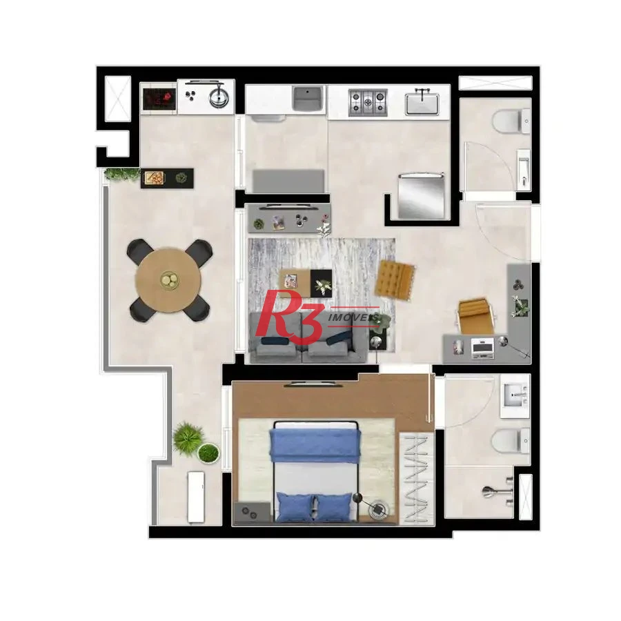 Apartamento à venda, 54 m² por R$ 844.000,00 - Boqueirão - Santos/SP