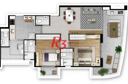 Apartamento com 2 dormitórios à venda, 91 m² por R$ 1.273.606 - Boqueirão - Santos/SP