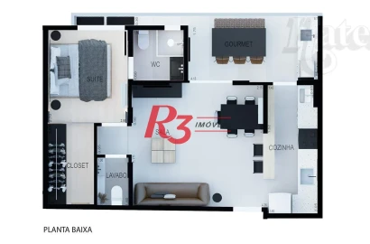 Apartamento com 1 dormitório à venda, 54 m² por R$ 715 - Boqueirão - Santos/SP