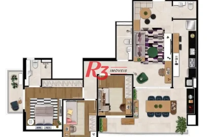 Apartamento com 3 dormitórios à venda, 120 m² por R$ 1.325. - Aparecida - Santos/SP