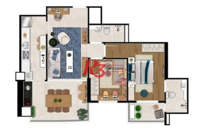 Apartamento com 2 dormitórios à venda, 82 m² por R$ 1.087.800,00 - Aparecida - Santos/SP