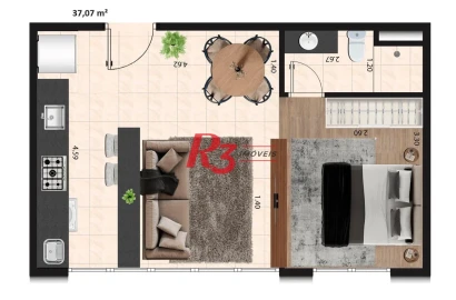 Apartamento à venda, 37 m² por R$ 388.000,00 - Macuco - Santos/SP