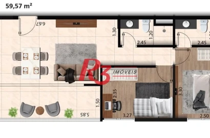Apartamento à venda, 59 m² por R$ 508.000,00 - Macuco - Santos/SP