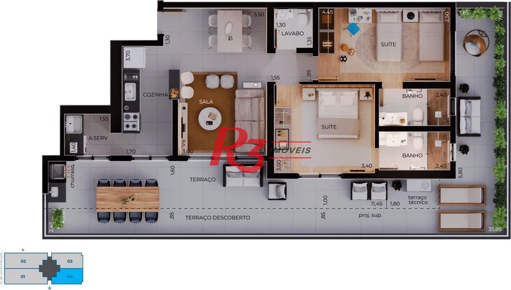 Apartamento Garden à venda, 113 m² por R$ 1.321.472,00 - Boqueirão - Santos/SP